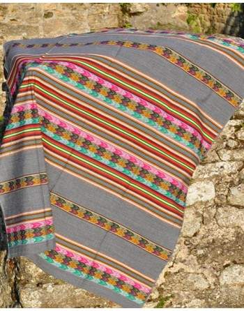 Tissu manta péruvienne gris