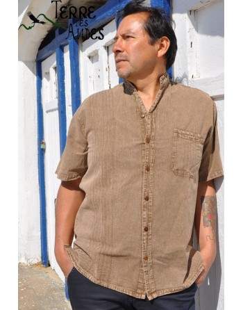 Chemise manche courte beige moka