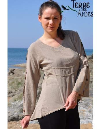 Blouse manches longue beige