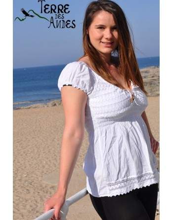 Blouse manches courtes blanc