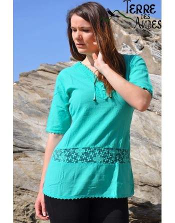Blouse longue vert turquoise
