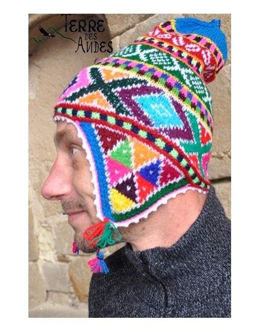 Bonnet péruvien homme tricote main laine alpaga, Authentique bonnet  péruviens Ocongate laine alpaga, Chullo péruvien, Bonnet péruvien adulte -   Canada