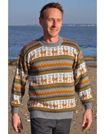 Pullover jacquard col gris