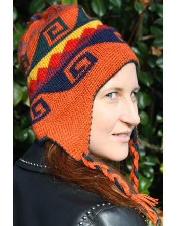 Bonnet Péruvien réversible orange