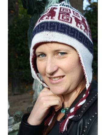 Bonnet Péruvien réversible blanc