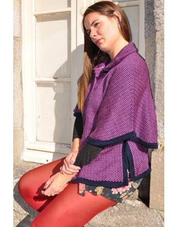 Cardigan poncho bleu mauve