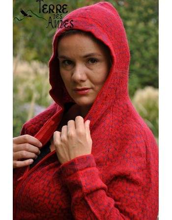 Cardigan rouge indien avec capuche