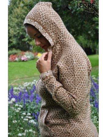 Cardigan marron beige avec capuche