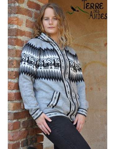 Tricot gris clair en laine...