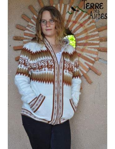 Tricot blanc crème en laine...