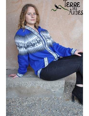 Tricot bleu indigo en laine...