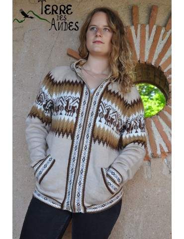 Veste beige avec capuche