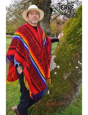 Poncho rouge arc en ciel
