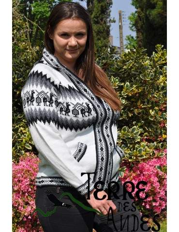 Tricot blanc et gris en...