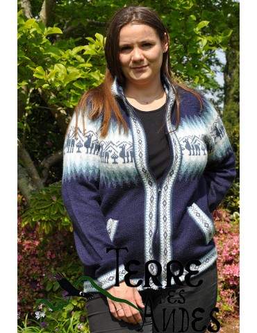 Tricot bleu marine en laine...