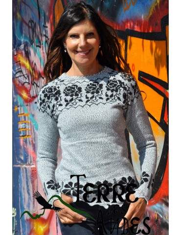 Pull péruvien femme gris...