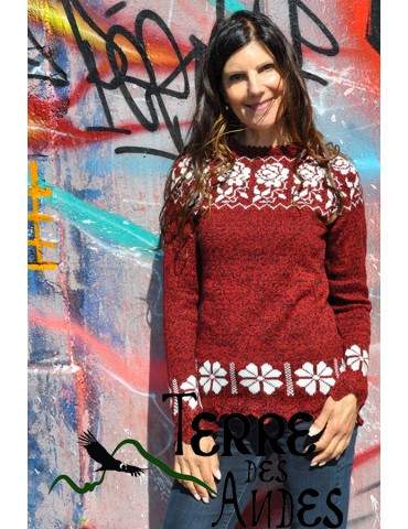 Pull péruvien femme rouge