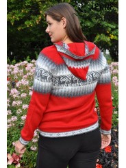 Pull à capuche rouge en laine d'Alpaga