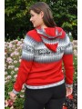 Pull à capuche rouge en laine d'Alpaga