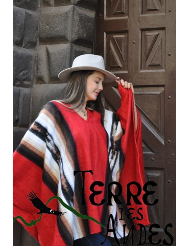 Poncho péruvien femme rouge...