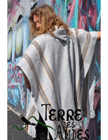 Poncho Titicaca Gris Argent grand taille