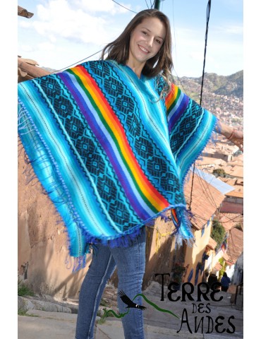 Poncho Cuzco Bleu ciel