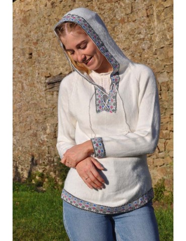 Pull-over à capuche blanc