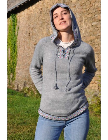 Pull-over à capuche Gris...