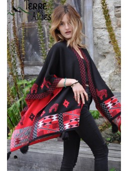 Cape ouverte noir et motifs...