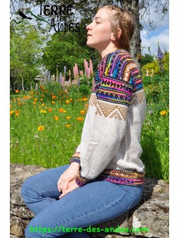 Pullover femme beige en laine