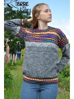 Pullover femme alpaga gris...