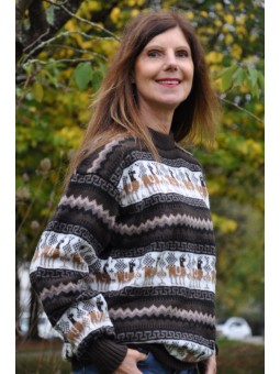 Pull-over jacquard femme beige