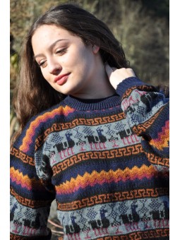 Pull-over jacquard femme bleu