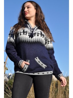 Pull à capuche bleu marine...