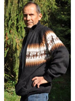 Cardigan péruvien noir col...