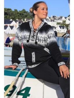 Pull à capuche noir en...