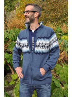 Cardigan péruvien bleu indigo