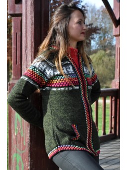 Gilet péruvien chiné vert...