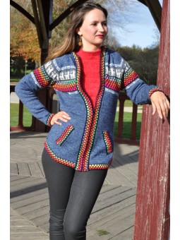 Gilet gris bleu en laine...