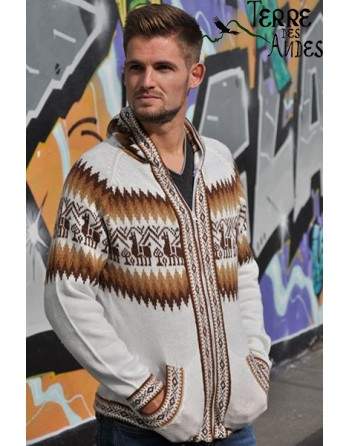 Veste à capuche blanc couleur des Andes