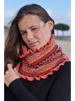 Écharpe alpaga orange rouge...