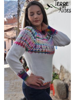 Pull-over alpaga blanc...