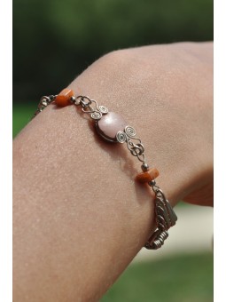 Bracelet fin jaspe rouge en...