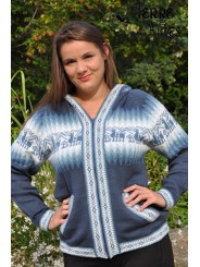 Tricot bleu indigo en laine d'alpaga
