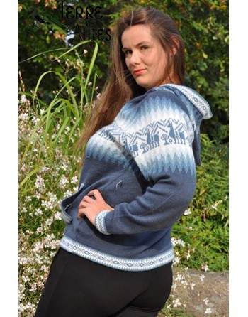 Tricot bleu indigo en laine d'alpaga