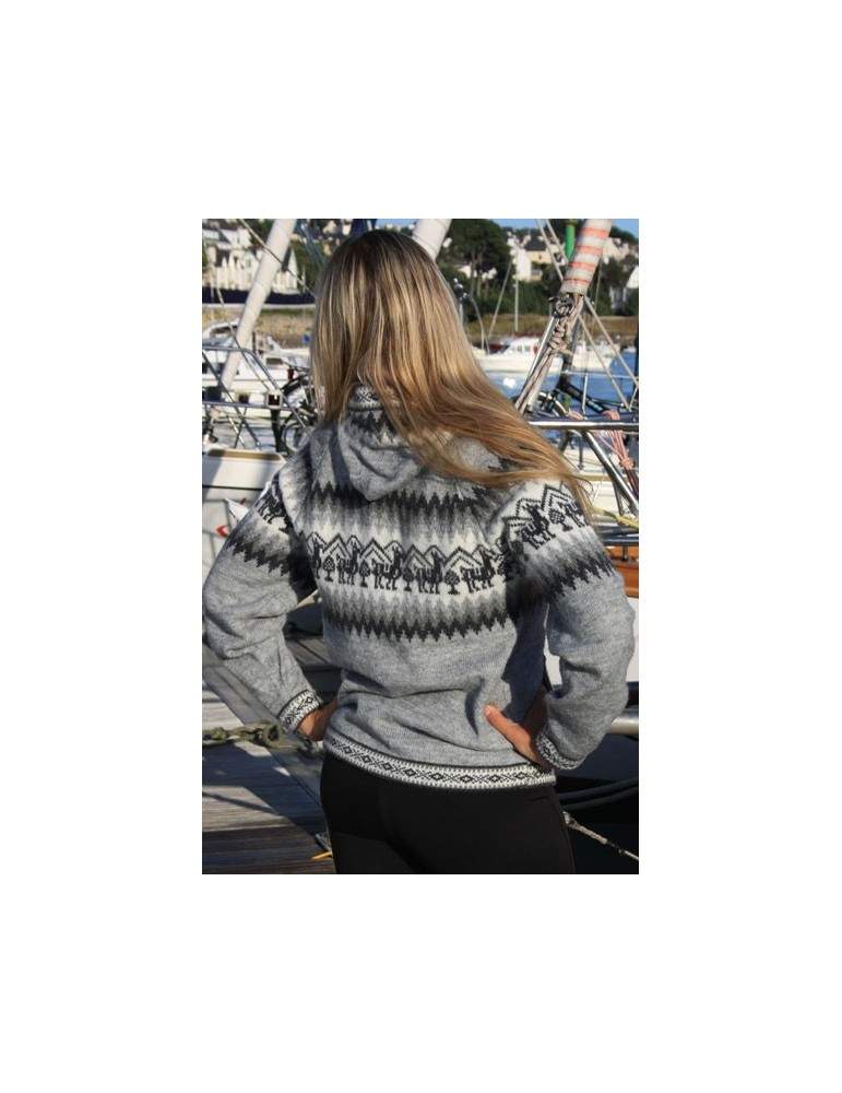 Tricot gris clair en laine d'alpaga