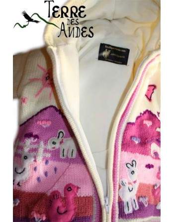 Veste péruvienne enfant doublée polaire pour garçon ou fille