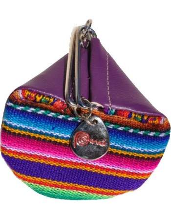 Porte monnaie aguayo et cuir mauve