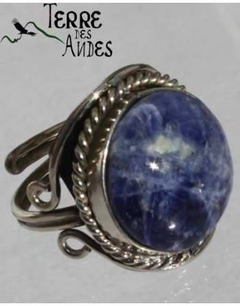 Bague reglable en pierre lapis-lazuli