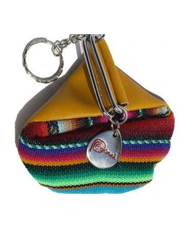 Porte monnaie aguayo et cuir beige